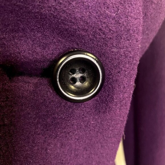Retro VTG Purple Miss Magnin for I. Magnin Wool Coat curly lamb collar cuffs XS - Picture 12 of 15
